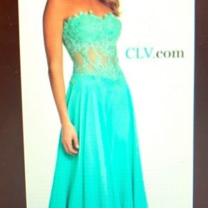 Aqua color prom dress